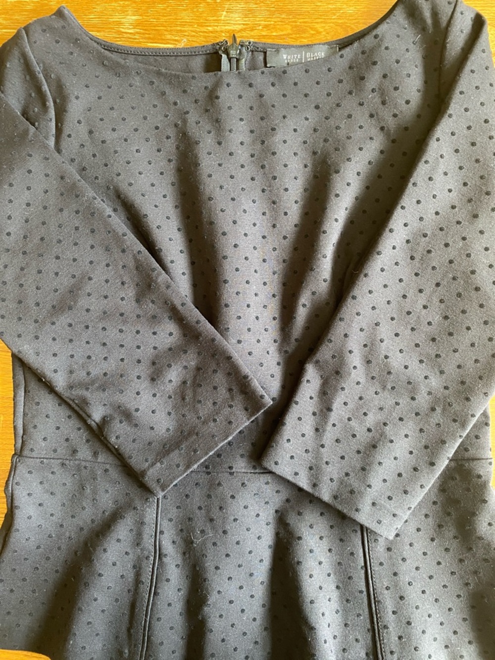 White House black market Black Polka Dot Peplum Blouse size 6